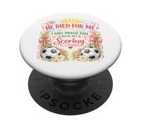 Soccer Player Easter Jesus Risen Resurrection Girl Women PopSockets Adhesive PopGrip