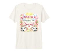 Soccer Player Easter Jesus Risen Resurrection Girl Women Premium T-Shirt