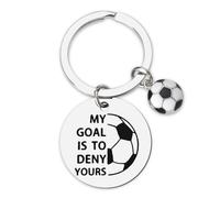 Soccer Player Gifts Keychain for Women Men Soccer Goalie Gifts Keychain for Best Friend Birthday Gifts for Daughter Son Football Soccer Lovers Gift Ideas My Goal Is To Deny Yours Soccer Keychain,
