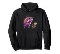 Soccer Player Hedgehog Art Paint Splatter Pullover Hoodie