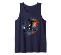 Soccer Player Jump Kick Graphic with Speed Line Motion Tank Top
