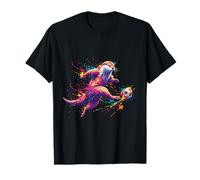 Soccer Player Otter Art Paint Splatter T-Shirt