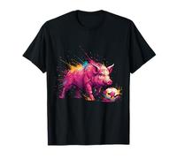 Soccer Player Pig Art Paint Splatter T-Shirt