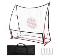 Soccer Rebounder, 2-in-1 Soccer Rebounder Net, 6'x4.6' Small & 6'x1.4' Large Bounce Back Net for Team Volley Passing Solo Training, Includes Carry Bag and 4 Ground Spikes, Red & Black