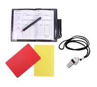 Soccer Referee Card Set, Red Ladies Yellow Wallet with Metal Whistle & Score Sheet, Soccer Set Soccer Red Jesse Yellow Card Set