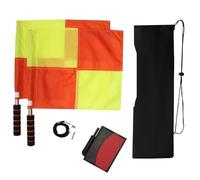 Soccer Referee Flag Set,Checkered Linesman Football Flags,Red Yellow Ref Cards with Notebook and Pencil,Stainless Steel Whistles with Lanyard for Sports, Soccer, Football, Basketball