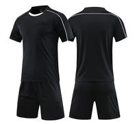 Soccer Referee Uniforms Youth Mens, Soccer Referee Jersey Set Referee Clothing Uniform Shirt Shorts (Black, Asian Size 2XL = European Size L)