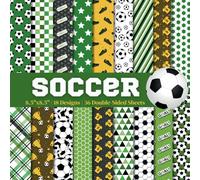 Soccer Scrapbook Paper Craft Pad: 18 Football Pattern Designs, 36 Double-Side Sheets Printed on 8.5"x8.5" Sized Paper. Perfect for Card Making, Party ... Decoupage, Mixed Media, DIY Project & More!