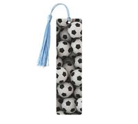 Soccer Sea Wooden Bookmark Craft Hanging Tags Ornaments Rectangular Bookmarks with Holes and Ropes