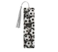 Soccer Sea Wooden Bookmark Craft Hanging Tags Ornaments Rectangular Bookmarks with Holes and Ropes