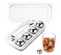 Soccer Shaped Metal Ice Cubes Set, Reusable Stainless Steel Drink Chillers, Non Diluting Beverage Cooling Stones, Rapid Freeze Whiskey and Cocktail Cooling Accessories, for Party Bar Kitchen Game