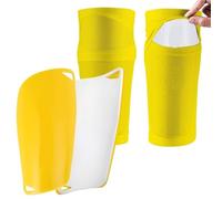 Soccer Shin Guard 1 Pair Soccer Shin Guards Sleeves with Inserted Pocket Cushion Protection Reduce Shocks(Yellow,S)