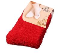 Soccer Socks Men Winter Women Floor Socks Bed Color Warm Girls Home Soft Socks Thick Socks Women (Red, One Size)
