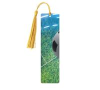 Soccer Sports Ball Print 5pcs Wooden Bookmarks with Tassels, Reading Page Markers Book Marks, Gifts for Men Women