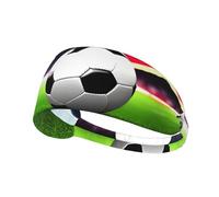 Soccer Sports Ball Printed Running Headband Women, Foldable Adjustable Width, Non Slip for Workout Washing and Spa