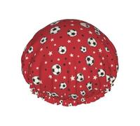 Soccer & Star Shower Cap Reusable Waterproof Double Layer Elastic Hair Bath Caps For All Hair Lengths