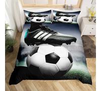 Soccer Super King Duvet Cover Sets Sports Theme Bedding Super King Bed Set 3D Print Ultra Soft Microfiber Quilt Cover 260 x 220 with Zipper Closure and 2 Pillowcases D-63
