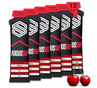 Soccer Supplement Focus90 Caffeine Energy Gels (12 Pack) Cherry Flavour, Quick Release Football, Pre Workout & Running Gels with Beta Alanine & Citrulline Malate