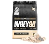 Soccer Supplement Whey90 Whey Protein Powder 1kg, 23g of Protein Isolate Per Serving, Low Fat with BCAA for Muscle Gain, Vanilla Flavour