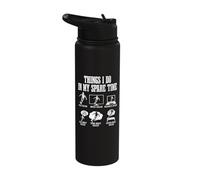 Soccer Things I Do in My Spare Time Funny Soccer Player Stainless Steel Insulated Water Bottle
