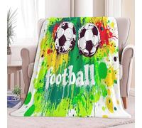 Soccer Throw Blanket 70 x 100 cm Green and Yellow Flannel Fluffy Fleece Blanket Soft Lightweight Warm Blankets and Throws for Bed Sofa and Couch A-5283