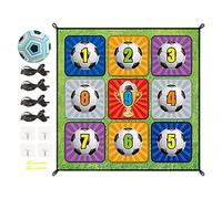 Soccer Toss Game - Interactive Kids Flannel Mat, Football Blanket with Fabric Goals, Includes Ball, Ground Stakes, Hooks, Ribbons | Backyard, Living Room, Camping, Garden, Yard, Patio Outdoor Fun