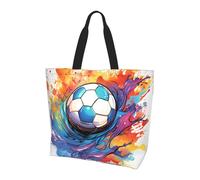 Soccer Tote Bag Women's Shoulder Handbags Sport Ball Shopping Bags Water-Resistant Large Handbag with Inner Pocket for Work Travel School