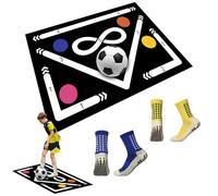 Soccer Training Mat, Anti-Skid Football Footwork Mat, Silent Shock Absorption Training Mat for Ball Mastery, Kids 6-11 Years