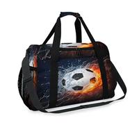 Soccer Travel Duffel Bag for Girls Boys Women Men Fiery Soccer Print Weekend Overnight Bag Shoulder Tote Luggage Handbag for Travel Sports Gym