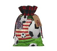 (Soccer Usa American Flag) Drawstring Gift Bags Holiday Present Goody Bags For Xmas Party M