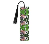 Soccer USA American Flag Print Wooden Bookmark Bookmarks with Tassels Book Marks for Reading Hardcover Books Notebooks