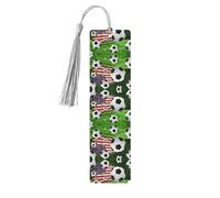 Soccer USA American Flag Print Wooden Bookmark Bookmarks with Tassels Book Marks for Reading Hardcover Books Notebooks
