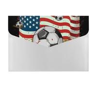Soccer USA Flag File Folder 6-Pocket, Waterproof Accordion File Organizer with Snap Closure, Expanding Document Holder for Office, Home