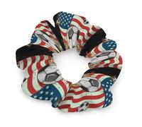 Soccer USA Flag Hair Scrunchies for Women No Damage, Soft Elastic Hair Ties with Fashionable Printed Patterns, Satin Scrunchy Hairbands for Ponytail, Bun, Workout & Sleep