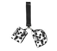 Soccer Wristlet Keychain Wallet Pouch with Strap Double Zipper Small Coin Purse Portable Wrist Bag for Travel Gym Daily Use