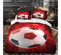 SoccerBall Comforter Cover 3D Print Premium 3-Piece Bedding Set Hidden Zipper DynamicFlameStyle Quilt Cover Super Soft Hypoallergenic for Adults Kids Girls Boys Women Teens Single（140x200cm）
