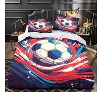 SoccerBallDynamics 3D Digital Print Duvet Insert Cover 3pc Premium Microfibre Light SportsArtStyle Quilt Cover 2 Pillowcases Concealed Zipper Bedroom Decor Teens Young Adults Super king（260x220cm）