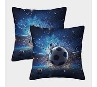 SoccerBallExplosion-DynamicSportsArt Pillow Covers 2 Pack Cozy Pillowcase Art Cushion Case with Invisible Zipper Decor for Sofa Living Room Bed Home 45x45cm