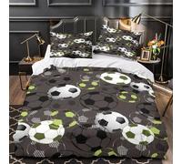 SoccerBallPattern 3D Digital Print Duvet Cover 3pc Premium Microfibre Concealed ModernGraphicDesign Duvet Cover 2 Pillowcases Lightweight Stain-Resistant Teens Young Adults Double（200x200cm）