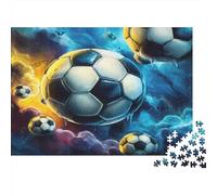 SoccerBallSpaceArt-DigitalFantasyIllustration 1000 Piece Jigsaws with Precision Cut Personalised Jigsaws As A Party Puzzle Game for Social Gatherings 38x26cm/1000pcs