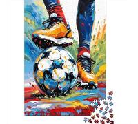 SoccerKickAction 1000 Piece for Adults & Kids: Cleat Dribbling Painted Soccer Ball Fun Present & Activity for Home & Wall Decor 70x50cm/1000pcs