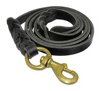 SOCHII Braided Leather Dog Leash Pet K9 Walking Training Leash Lead for Medium Large Dogs German Shepherd Gift Dog Training Clicker Black 16mm x 210cm
