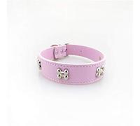 SOCHII Dog Collar with Bone Pet Products Training and Running for Small Dogs and Cats Pets Asseccories PU Leather Dog Collars JW0013 Pink L 2.5x55cm