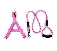 SOCHII Dog Harness and Leash Set Nylon Pet Harnesses Leashes Leads for Small Medium Dogs Puppy Chihuahua Yorkie XS S M L Rose Red L