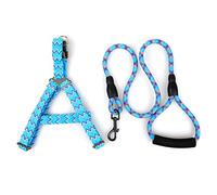 SOCHII Dog Harness and Leash Set Nylon Pet Harnesses Leashes Leads for Small Medium Dogs Puppy Chihuahua Yorkie XS S M L Blue M