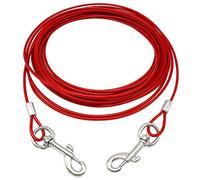 SOCHII Dog Tie Out Down Cable Lead Leash Extention Chew Proof Wire for Outdoor Yard Camping Fit for Small Medium Large Dogs 3M 5M 10M Red 5m