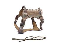 SOCHII Military Tactical Dog Harness K9 Working Dog Vest Nylon Bungee Leash Lead Training Running for Medium Large Dogs German Shepherd (Chest 53 to 76cm, Camo)