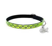 SOCHII Personalized Cat Collar Fluorescence Kitten Cats Bell Collars Free Engarving Glowing with Engraved ID Tag Paw Print Necklace Yellow S