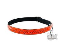 SOCHII Personalized Cat Collar Fluorescence Kitten Cats Bell Collars Free Engarving Glowing with Engraved ID Tag Paw Print Necklace Orange S