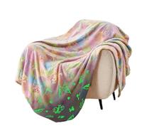 SOCHOW Butterfly Glow in The Dark Blanket Presents for Daughters, Toys for 3-10 Year Old Birthday Presents, Soft Cozy Flannel Throw Blanket for Preteens Teens, Yellow 50 x 60 Inches
